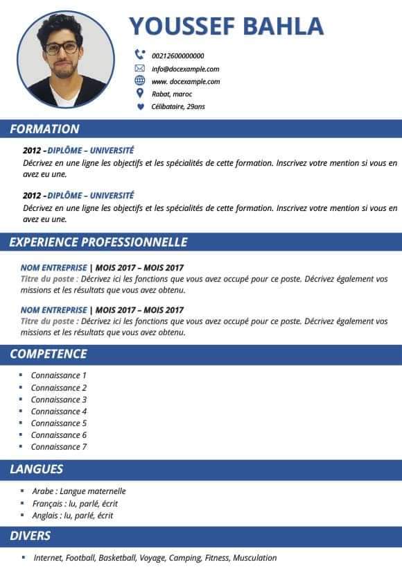نموذج سيرة ذاتية بالفرنسية 2022   نماذج CV بالفرنسية للجزائر جاهزة